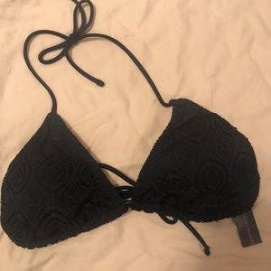 Black patterned string bikini top